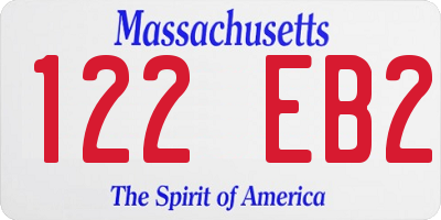 MA license plate 122EB2