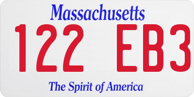 MA license plate 122EB3