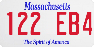 MA license plate 122EB4