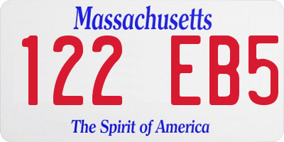 MA license plate 122EB5