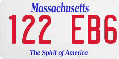 MA license plate 122EB6