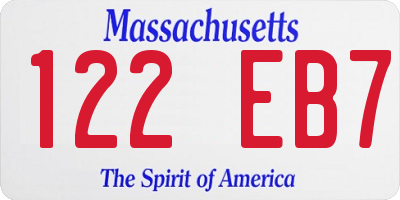 MA license plate 122EB7