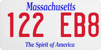MA license plate 122EB8