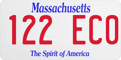 MA license plate 122EC0