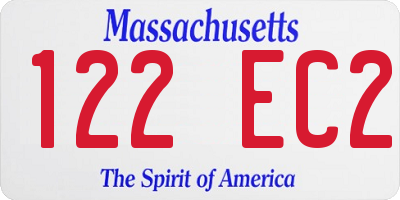 MA license plate 122EC2