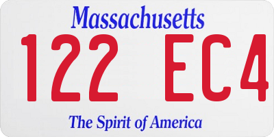 MA license plate 122EC4