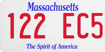 MA license plate 122EC5