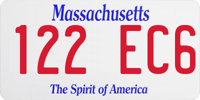MA license plate 122EC6