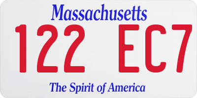 MA license plate 122EC7
