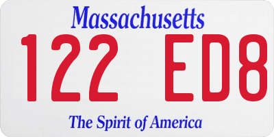 MA license plate 122ED8