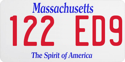 MA license plate 122ED9