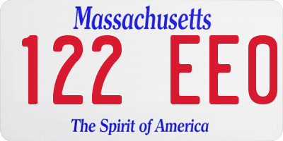 MA license plate 122EE0