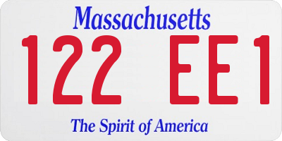 MA license plate 122EE1