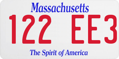 MA license plate 122EE3
