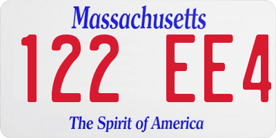 MA license plate 122EE4