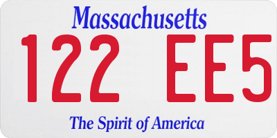 MA license plate 122EE5