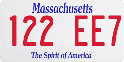 MA license plate 122EE7