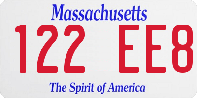 MA license plate 122EE8