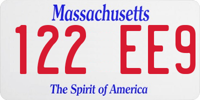 MA license plate 122EE9