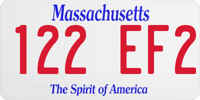 MA license plate 122EF2