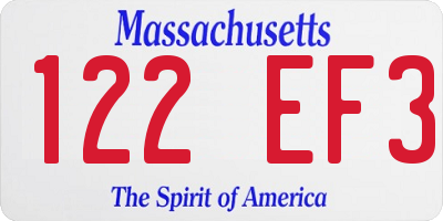 MA license plate 122EF3