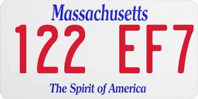 MA license plate 122EF7