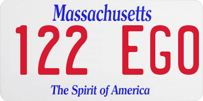 MA license plate 122EG0