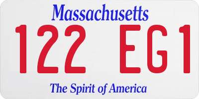 MA license plate 122EG1