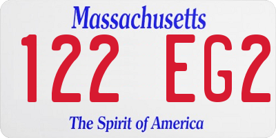 MA license plate 122EG2