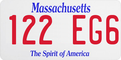 MA license plate 122EG6