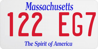 MA license plate 122EG7