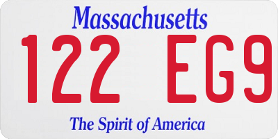 MA license plate 122EG9