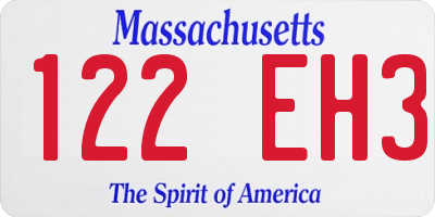 MA license plate 122EH3