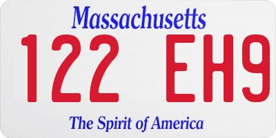 MA license plate 122EH9