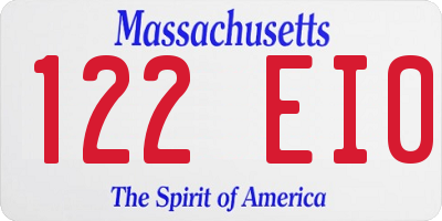 MA license plate 122EI0