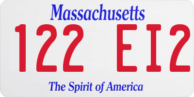 MA license plate 122EI2