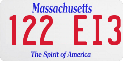 MA license plate 122EI3