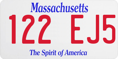 MA license plate 122EJ5