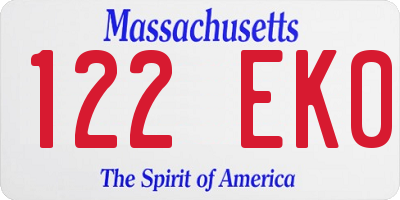 MA license plate 122EK0