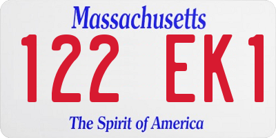 MA license plate 122EK1
