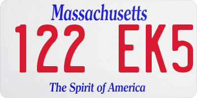 MA license plate 122EK5