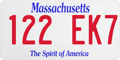 MA license plate 122EK7