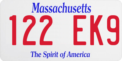 MA license plate 122EK9
