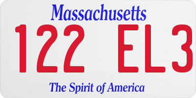 MA license plate 122EL3