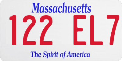 MA license plate 122EL7