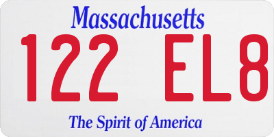 MA license plate 122EL8