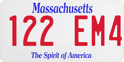 MA license plate 122EM4