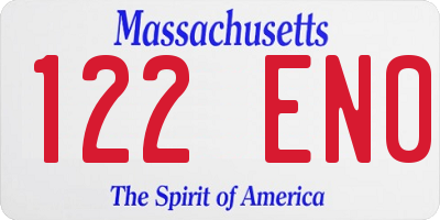MA license plate 122EN0