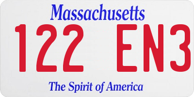 MA license plate 122EN3