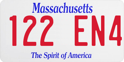 MA license plate 122EN4